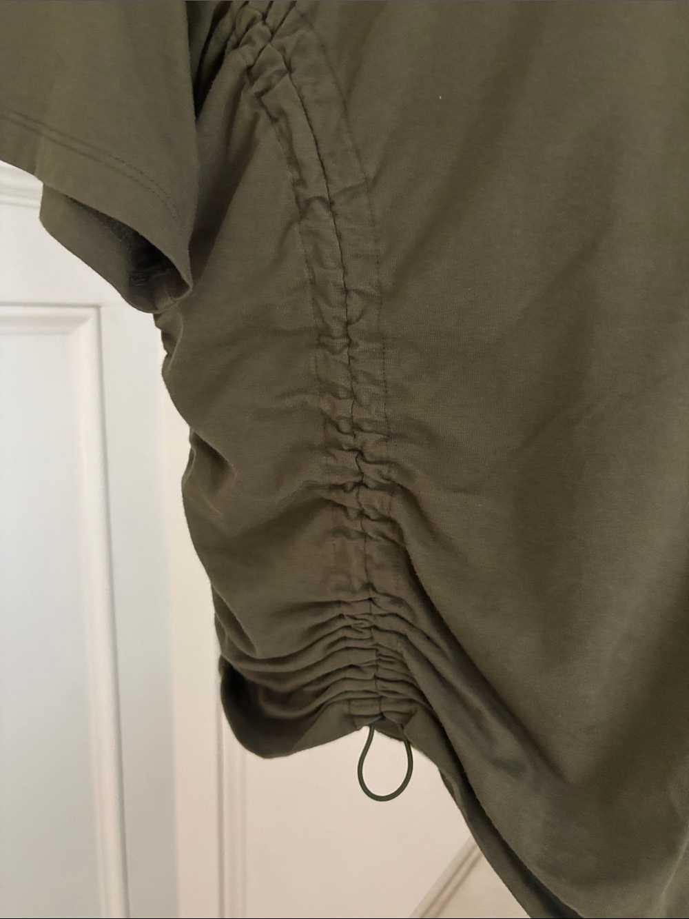 Zella Olive Green Short Sleeve Ruched Tee - Picture 2 of 4